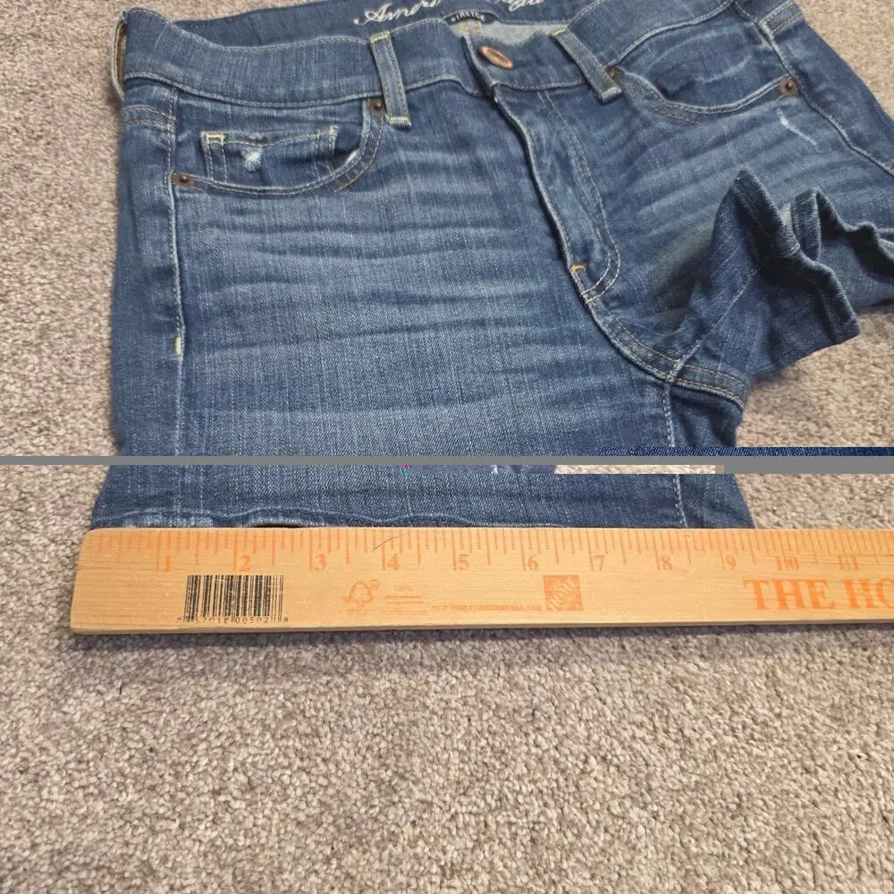 Y2K Indie Sleaze American Eagle Stretch Cuffed Shorts Sz 2 Medium Wash Indigo